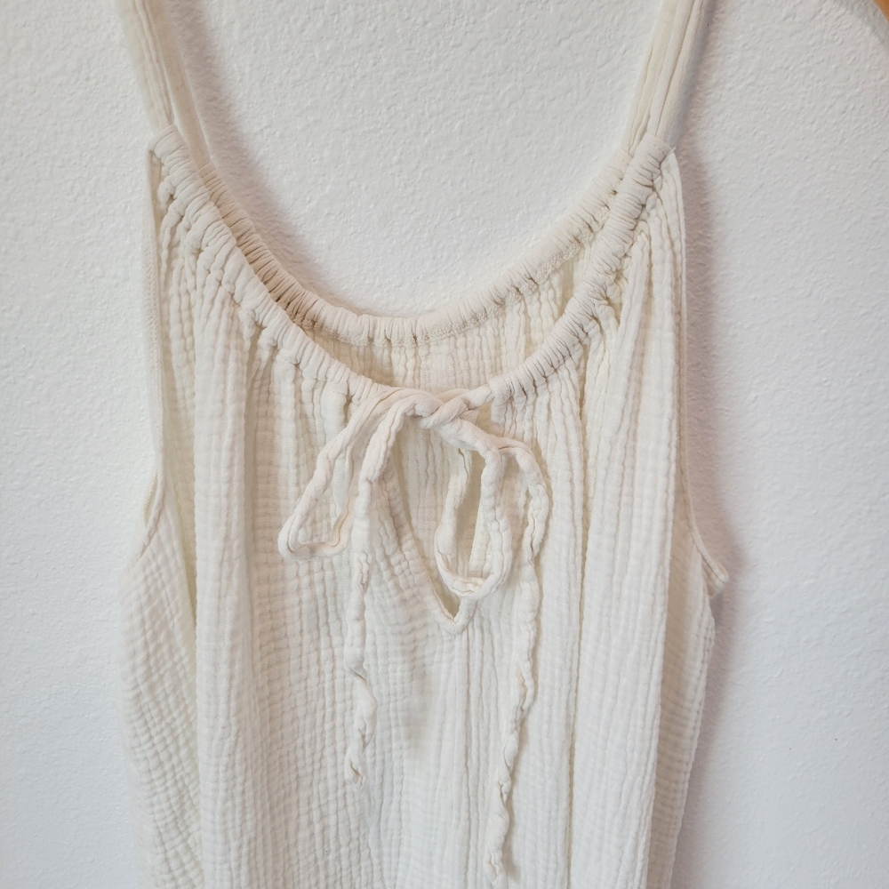 Kona Sol Women's L/XL White Muslin Tie Back Maxi Dress Boho - Picture 6 of 6